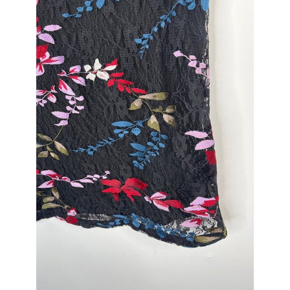 Lucky Brand Floral Embroidered Lace Tank Top XS Black Boho Festival Sleeveless - Picture 10 of 12